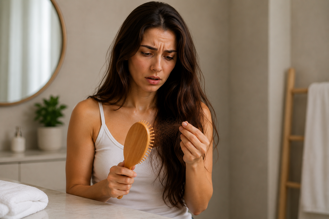 Woman concerned about hair fall