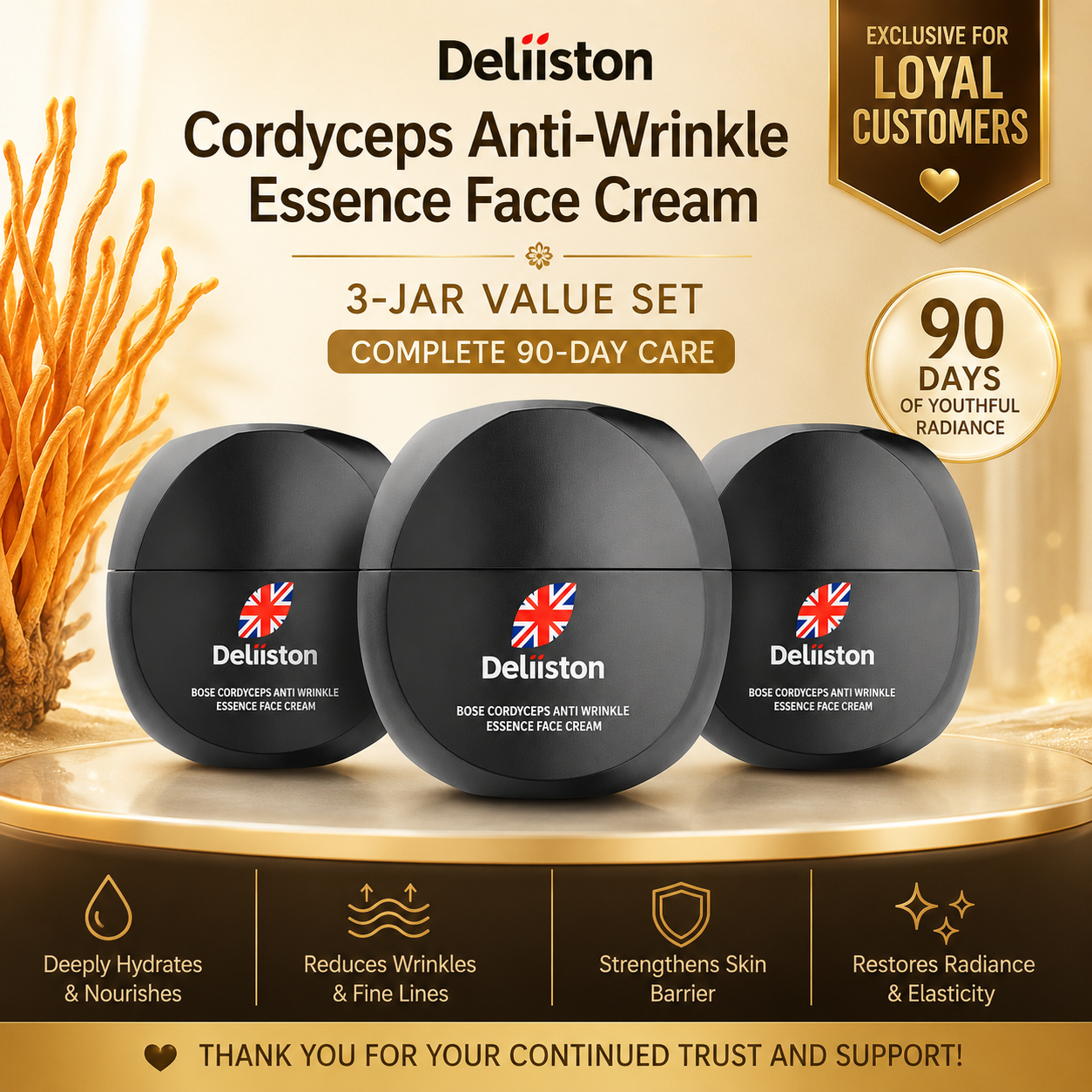 Crème Anti-Rides au Cordyceps Deliiston